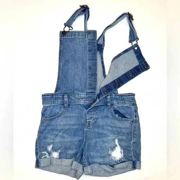 Cat & Jack Kids Blue Denim Jean ShortAll One Piece Size - L 10/12 - Picture 2 of 6